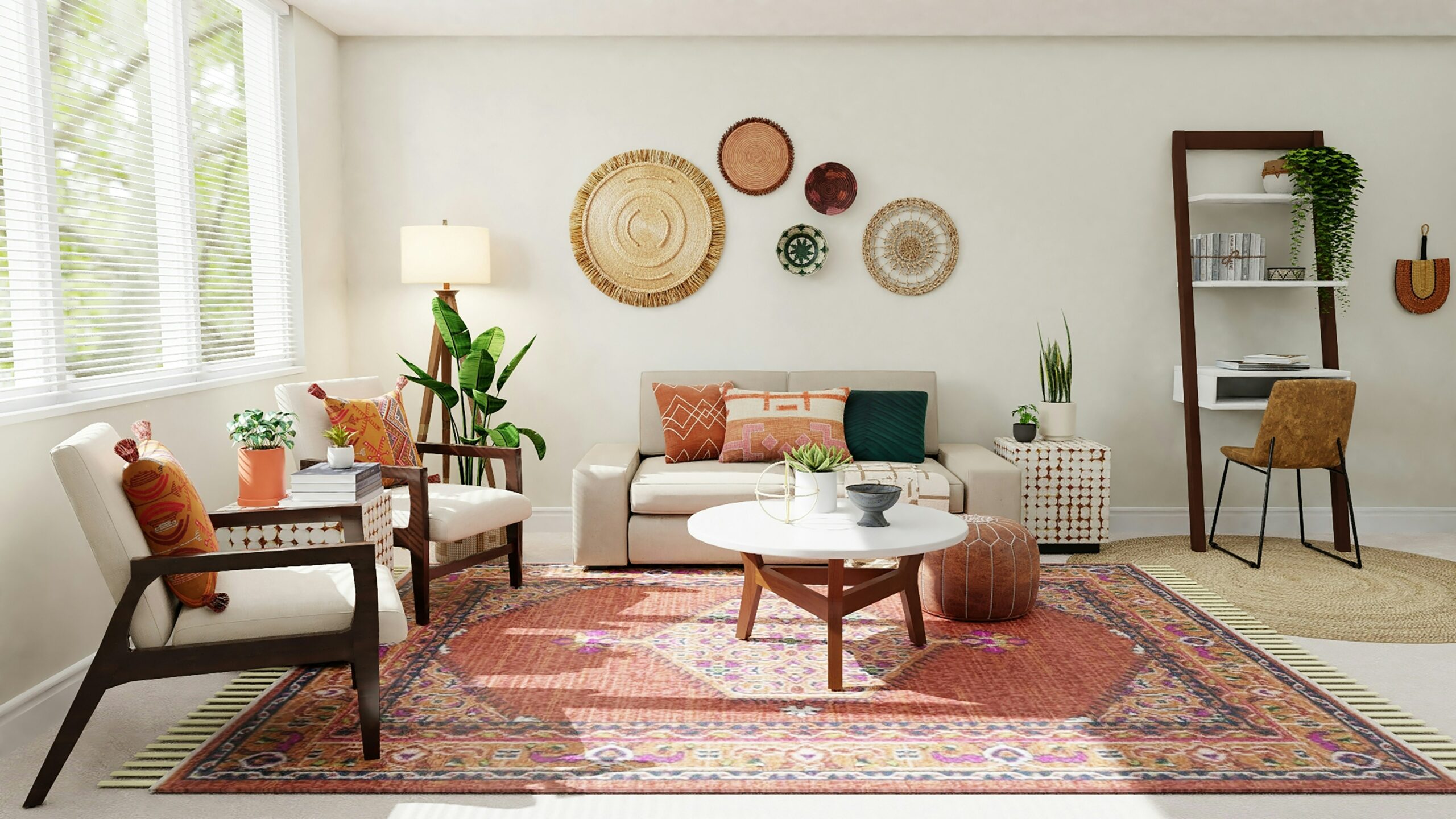 living room with large persian rug